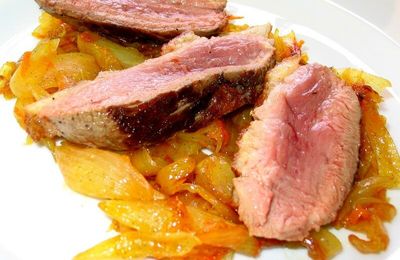 Magret de canard avec échalotes de Tradition confites à l'orange