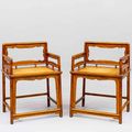 A pair of Huanghuali Wood Rose Chairs, Qing Dynasty, late 17th Century