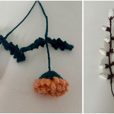 Phases 5 et 6 du bouquet de fleurs au crochet . . .