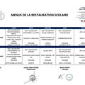 Menus du 19 au 23 novembre et du 26 au 30 novembre 2018