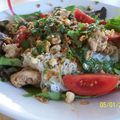 Salade au poulet et aux nouilles de riz, inspiration Thai