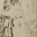 Attribué à Agostino Carrache (Bologne 1557- Parme 1602), Feuille d’étude avec des caricatures