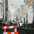 Aquarelle de la ville de New York en travaux, 3 eme tableau