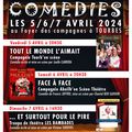 WEEK-END COMEDIES A TOURBES 5- 6- et 7 AVRIL 2024