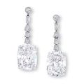 The Imperial Cushions. A spectacular pair of diamond ear pendants