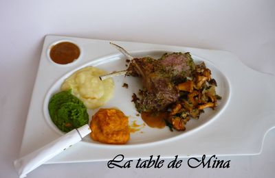 Carré d'agneau en croûte d'herbes fraîches, comme une palette de peinture 