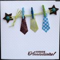 Carte d'anniversaire masculine avec guirlande de cravates