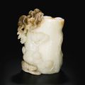A white and russet jade ‘Pine and Monkey’ vase, Qing dynasty, 18th-19th century