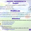 Vacances de printemps 2013 - infos adhérents