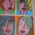 4 portraits-pastel huile sur canson A4