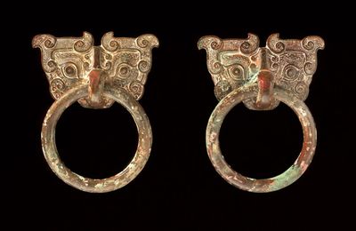 Mask Mounts (Huan) with Ring Handles, Late Eastern Zhou dynasty, early Warring States period, about 481-400 B.C.