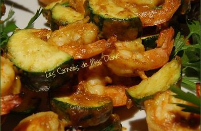 Crevettes et courgettes en brochettes...
