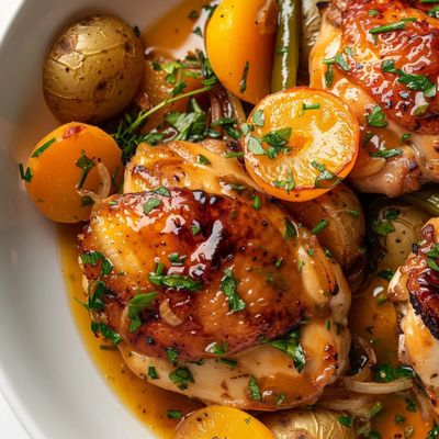 Délicieux poulet aux abricots et gingembre frais irrésistible