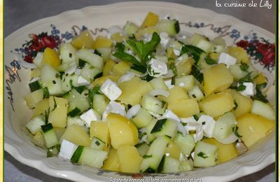 Salade de pommes de terre, concombre noa et feta