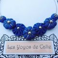 Les Yoyos de Calie - Collier ♥ BLUE MORPHO ♥ bleu roi fleurs potirons