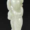 A superb pale celadon jade 'Boy and Hobby Horse' group, Qing dynasty, 18th century