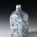 Bottle of glazed earthenware with square body, Persia, 16th or 17th century