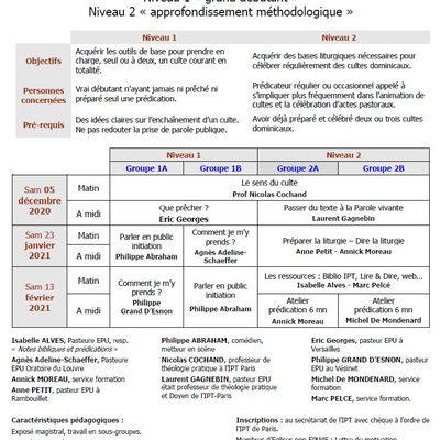 FORMATION À LA PRÉDICATION 2020 -2021