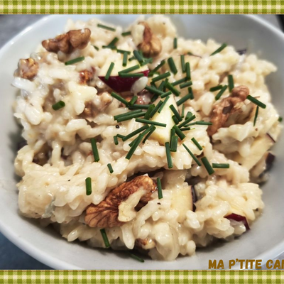 Risotto au gorgonzola,  pommes et noix