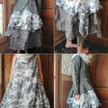 MLLE NUAGE : Veste en lin gris, tunique sans manche, jupon gris, sarouel en lin EWA IWALLA