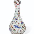 A rare large wucai 'garlic-head' vase, Wanli six-character mark in a line and of the period (1573-1619)