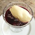 Soupe de cerises noires & glace aux calisson d'Aix