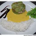 MILLEFEUILLES DE ROUGETS AU CHOU VERT, SAUCE AU SAFRAN