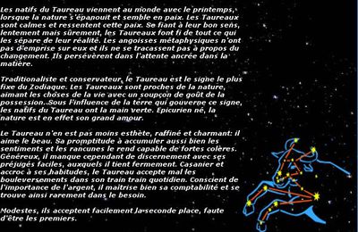 CARTE HOROSCOPE SIGNE TAUREAU