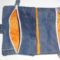 2 trousses en 1 foldingo en jean, fold and go double denim pouch 