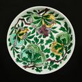 A fine biscuit-enamelled sancai dish, Mark and period of Kangxi