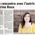 PIQURE DE RAPPEL : RENCONTRE AVEC L'AUTRICE LAURINE ROUX A LA MEDIATHEQUE DE VERNIOZ CE VENDREDI 27 JANVIER A 19 HEURES 30 !