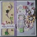 carte anniversaire magnolia et broderie