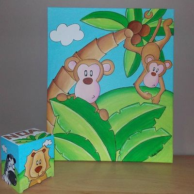 Commande tableau + tirelire, thème animaux de la jungle!