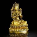 A fine and rare gilt-bronze figure of Maitreya, Yongle six-character mark and of the period