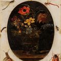 Attribué à Clara Peeters (C. 1585 - c 1655). Bouquet de fleurs dans un vase entouré d'insectes