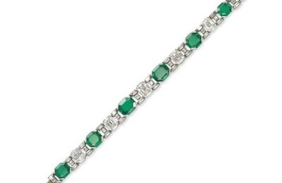 An Art Deco emerald and diamond bracelet, by Van Cleef & Arpels 