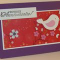 Un lift ... un imprimé japonisant ... un oiseau ... une carte d'anniversaire colorée !