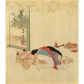 Scènes érotiques asiatiques (Japon ?) peintes sur soie. 