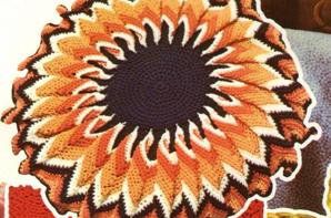 coussin tournesol au crochet vintage (tuto)