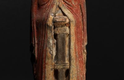 A painted pottery figure of a guardian, Wei Dynasty (386-550 AD)