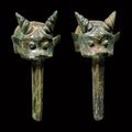 A pair of archaic bronze 'ox' linchpins, Late Shang–early Western Zhou dynasty