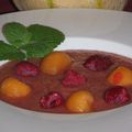 Soupe de melon et framboises