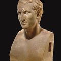 A roman marble herm bust of Menander, circa 2nd century A.D.  