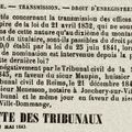 1842 21 Décembre : Jugement à propos de la transmission de l'office notarial