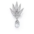 Platinum and Diamond Brooch With a Cultured Pearl and Diamond Drop, Both By Verdura