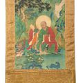 An important and finely painted thangka of luohan Kanakavatsa, Ming dynasty, 15-16th century