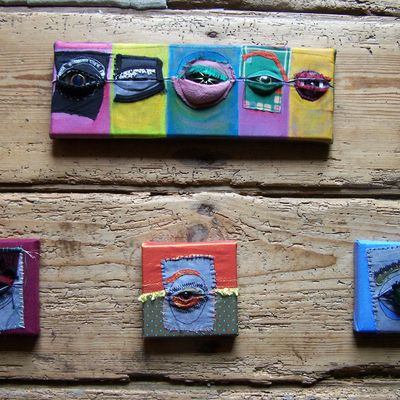 "toucher [....] les yeux!!!" tissus, perles,