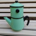 Ancienne Cafetière Emaillée Japy Vert Pastel Vintage