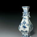 A very rare blue and white faceted vase, Ming dynasty, late 15th century