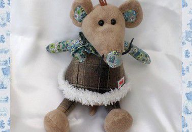 Doudou Peluche Souris Folky Friends Trudi Marron Fleurs